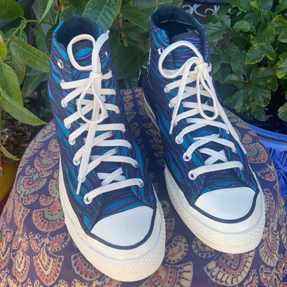 New Chuck 70 Blue Knit Converse Hi Top Sneakers - Picture 10 of 16